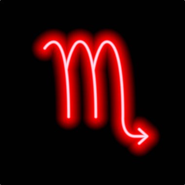 Kırmızı neon burç burcu Scorpio. Tahminler, astroloji, yıldız falı.