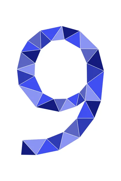Modré Číslo Polygonový Styl Izolované Bílém Pozadí Studijní Čísla Sériové — Stockový vektor