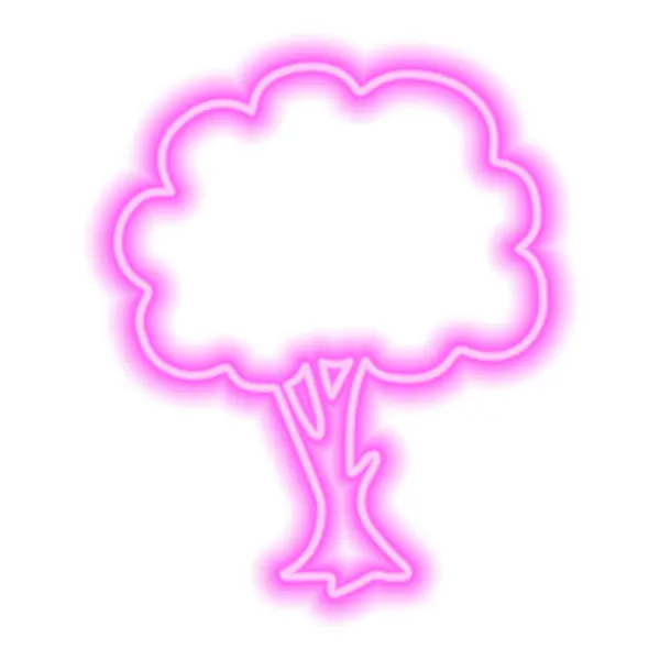 Rosa Neon Ikon Träd Med Grönskande Blad Isolerad Vitt Vektorillustration — Stock vektor