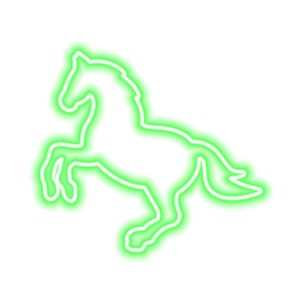 Green Neon Icon Horse Isolated White Vector Illustration — Stock Vector