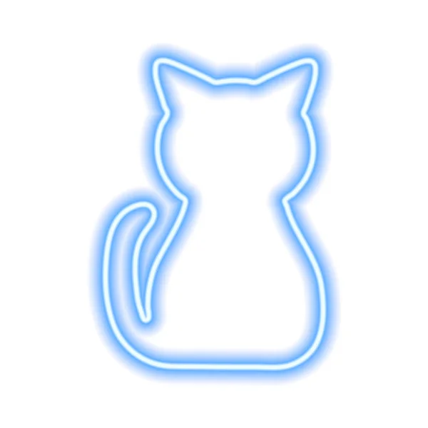 Синяя Неоновая Икона Сидящей Кошки Изолированная Белом Векторная Иллюстрация — стоковый вектор