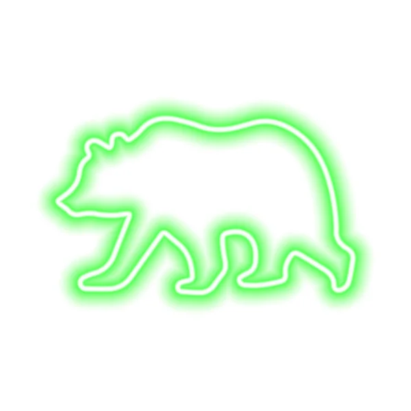 Ícone Néon Verde Urso Isolado Fundo Ilustração Vetorial — Vetor de Stock