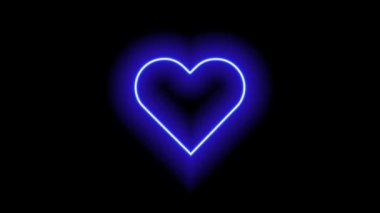 Siyah arka planda kalp şeklinde mavi ve kırmızı neon ışık. Kalp atışı.