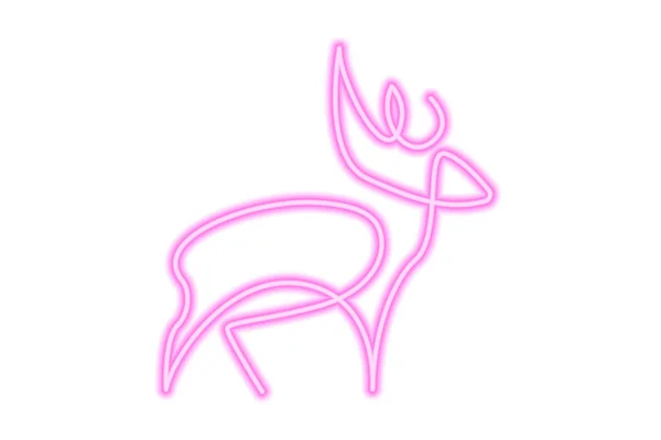 Pink Neon Deer Icon Isolated White Background Vector Illustration — Stock Vector