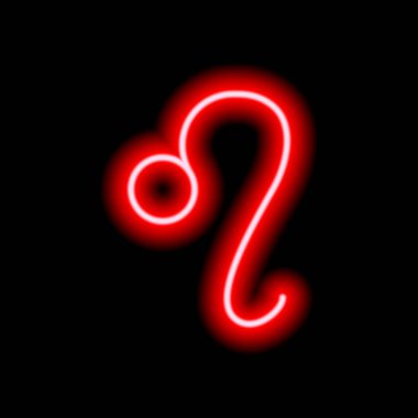 Kırmızı neon burç işareti Leo. Tahminler, astroloji, yıldız falı.