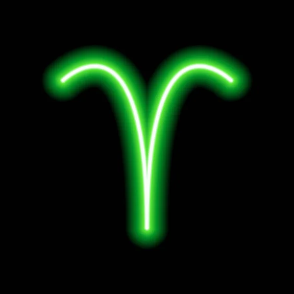 Zelený Neonový Znak Aries Předpovědi Astrologie Horoskop — Stockový vektor