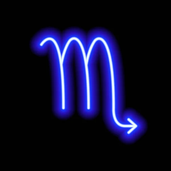 Blauwe Neon Dierenriem Teken Schorpioen Voorspellingen Astrologie Horoscoop — Stockvector