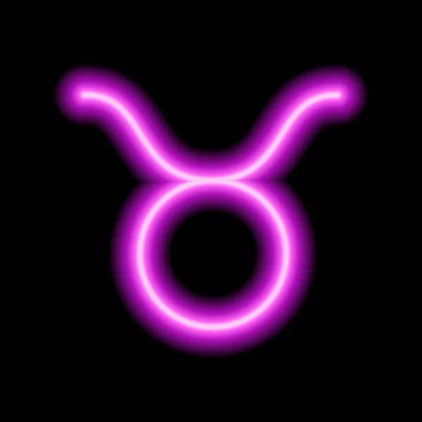 Różowy Neonowy Znak Zodiaku Taurus Przewidywania Astrologia Horoskop — Wektor stockowy