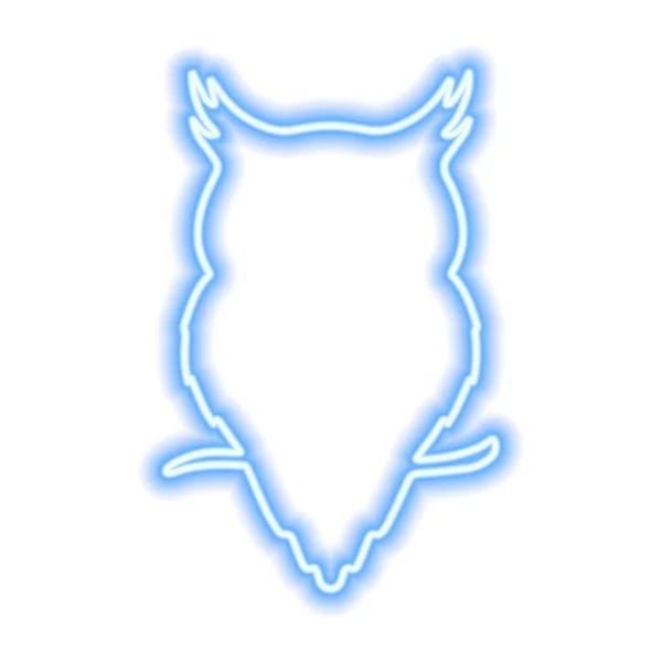 Coruja Ícone Néon Azul Sentado Ramo Isolado Branco Ilustração Vetorial — Vetor de Stock