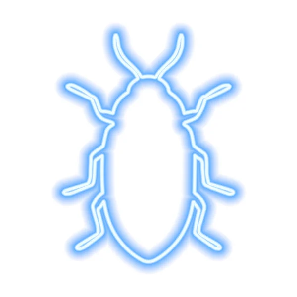 Cartel Cucaracha Neón Azul Aislado Blanco Ilustración Vectorial — Vector de stock