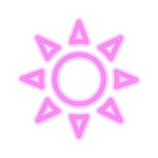 Signo Neón Rosado Del Sol Una Flor Con Núcleo Grande — Vector de stock