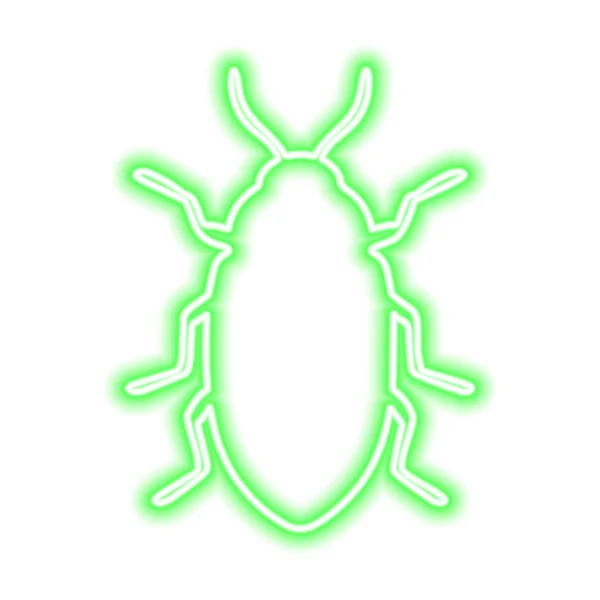 Green Neon Cockroach Sign Isolated White Vector Illustration — Stock Vector