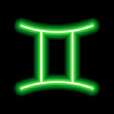 Yeşil neon burç burcu Gemini. Tahminler, astroloji, yıldız falı.