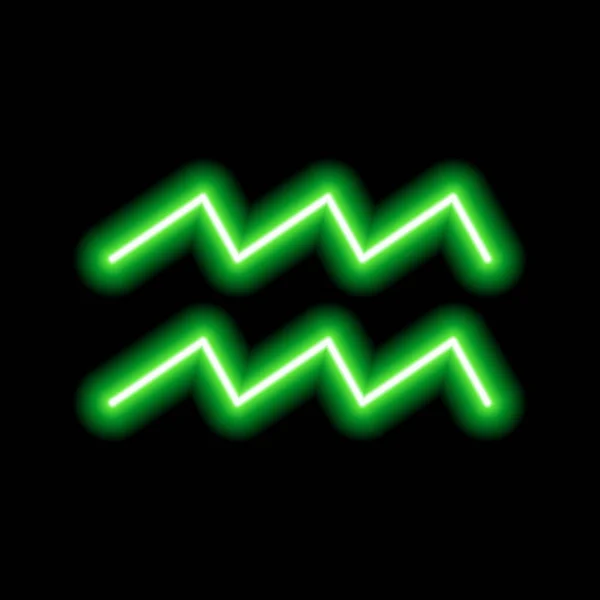 Zelený Neonový Znak Vodnáře Předpovědi Astrologie Horoskop — Stockový vektor