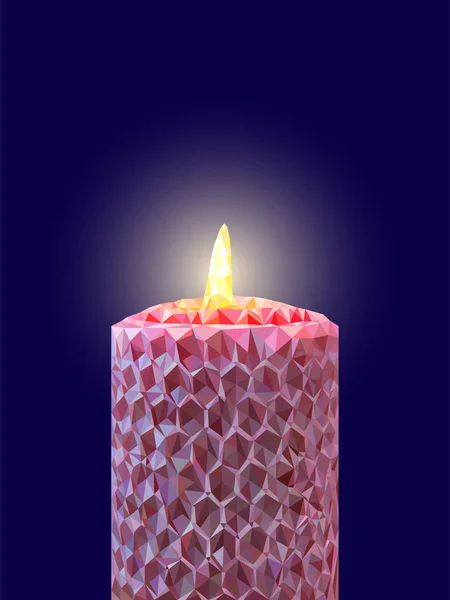 Розовая Свеча Полигона Синем Фоне Местом Текста — стоковое фото