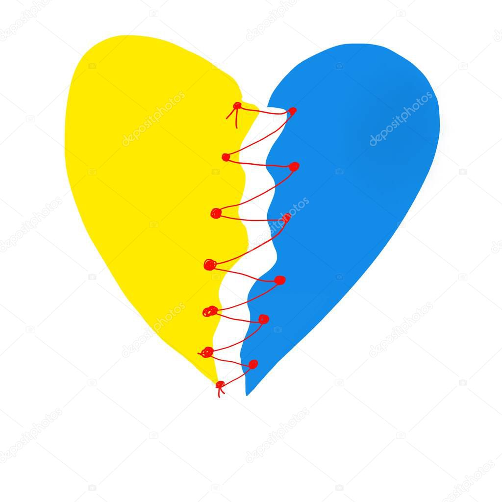 Ukraine broken heart. Russian war against Ukraine. illustration