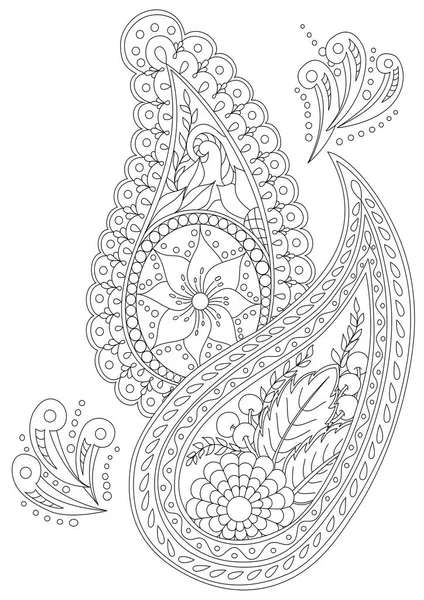 Hand Drawn Paisley Coloring Page — Stock Vector