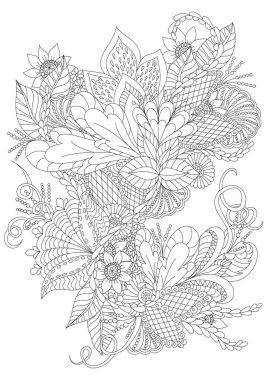 El çizimi çiçek boyama sayfası