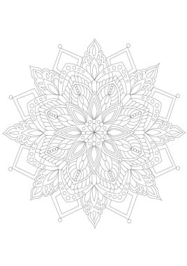 Renklendirme için Mandala kar tanesi resmi