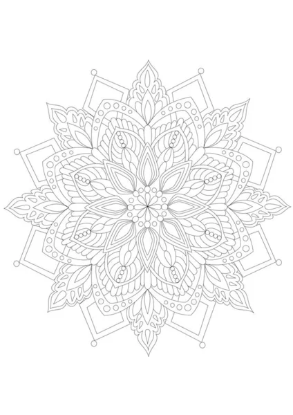 Mandala Snowflake Picture Coloring — Stock Vector