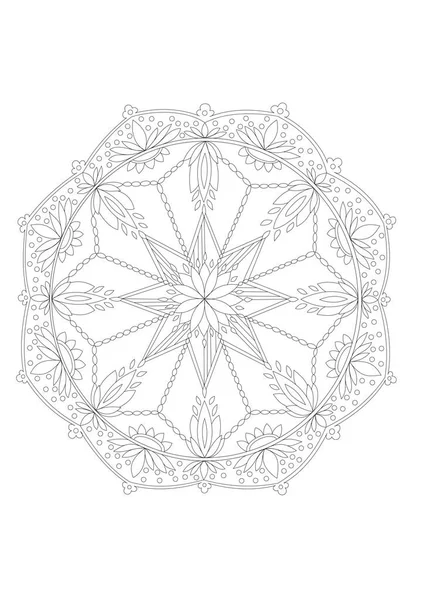Hand Drawn Mandala Coloring — Stock Vector