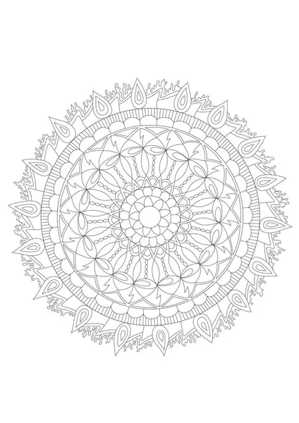 Hand Drawn Coloring Picture Mandala — Stock Vector