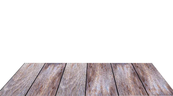 Üres Asztal Gyönyörű Textúrával Fehér Alapon Elkülönítve — Stock Fotó