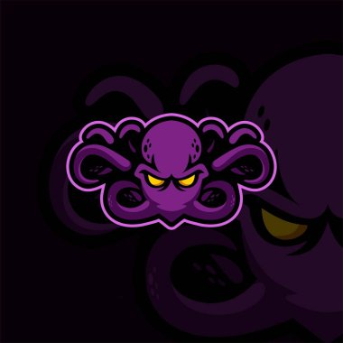 ahtapot esport logo tasarım vektörü