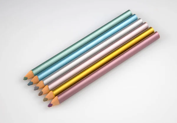 Set Metalic Coloring Pencils — Zdjęcie stockowe