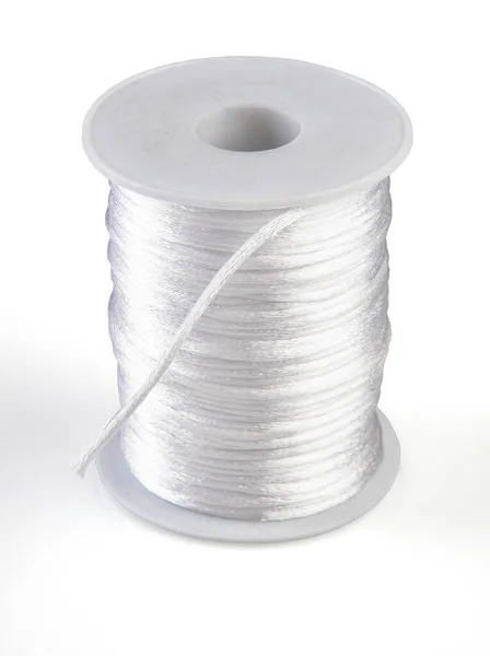 Twisted Cord Spools Cotton Rope Studio Shoot Isolated White Background — Stock Fotó