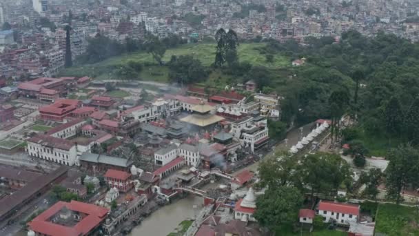 Hava görüntüsü Pashupatimath Katmandu nepal. — Stok video