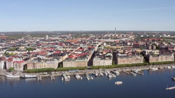 Letecký pohled městské město Stockholm. — Stock video
