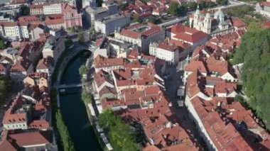 Havadan bakıldığında Ljubljana Slovenya.