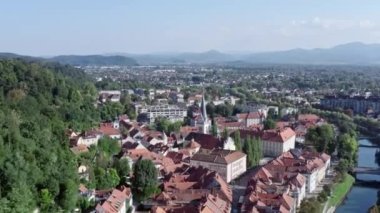 Havadan bakıldığında Ljubljana Slovenya. Tarihin Mimarisi