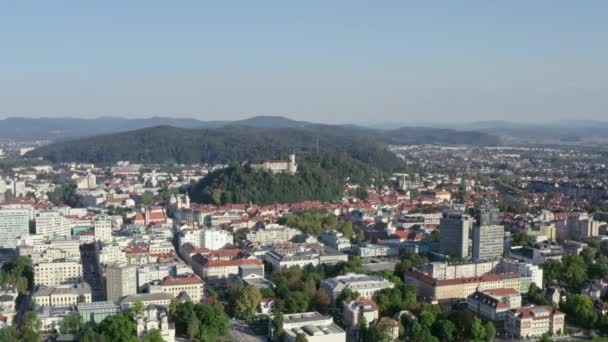Pemandangan udara Cityscape dari Ljubljana. — Stok Video