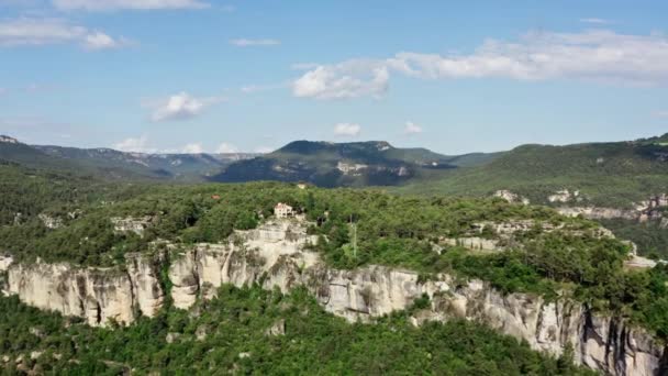 Luchtfoto van Siurana Tarragona Canyon — Stockvideo