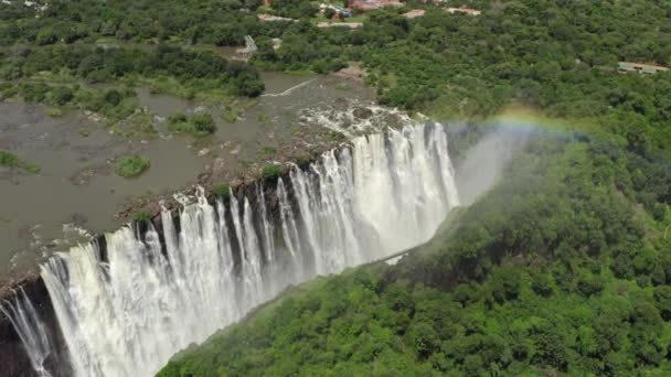 Luchtfoto van Victoria Zambia waterval. — Stockvideo