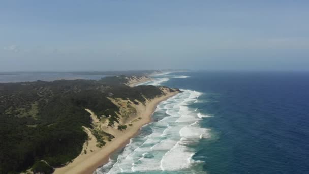 Vue aérienne d'une plage de sable fin au Mozambique. — Video