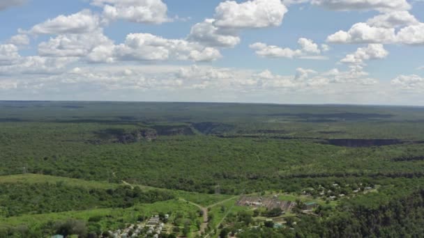 Widok z powietrza na zieloną afrykańską sawannę. — Wideo stockowe