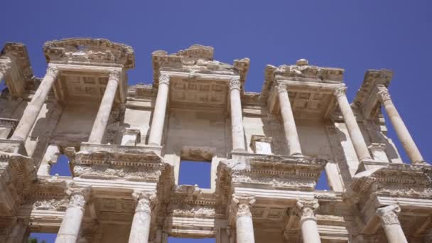 Celsus Library in Efes - starořecké město, Izmir, Turecko. — Stock video