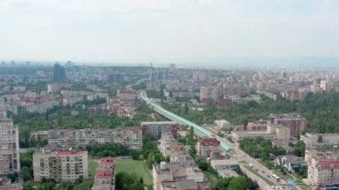 Sofya kenti ve Bulgaristan 'ın panoramik hava manzarası. 