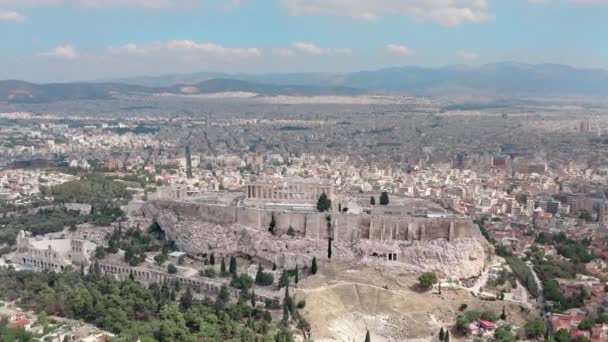 Foto udara Akropolis di pusat kota Athena. — Stok Video
