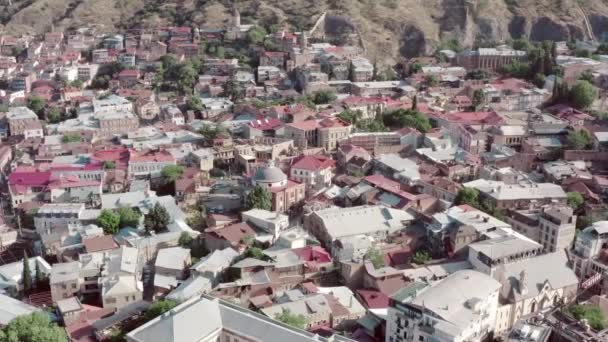 Vue aérienne ville Tbilissi capitale Géorgie. — Video