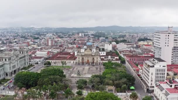 Flygfoto över det centrala torget i Guatemala City. — Stockvideo