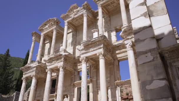 Celsus Library in Efes - starořecké město, Izmir, Turecko. — Stock video