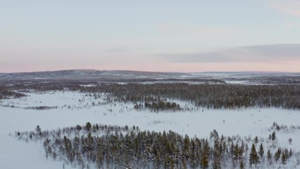 Luchtfoto winterhelm in Scandinavië. — Stockvideo