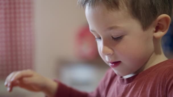 Close-up of a boy playing on a tablet. — Stockvideo