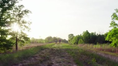 Parkta bisiklet süren iki kız arkadaş. Spor yapan kadınların güzel manzara manzarasında bisiklet sürdüğü yaşam tarzı videoları..