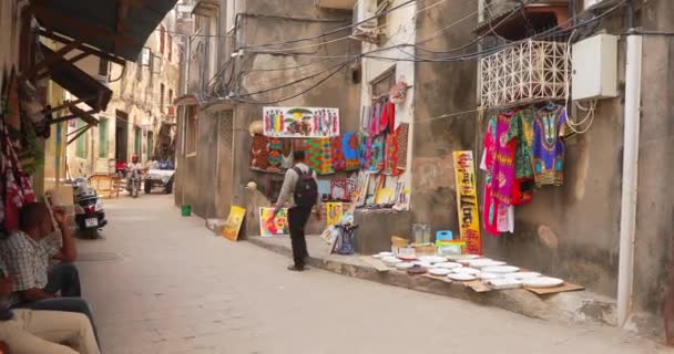 Populární Světě Ulice Starého Města Stone Town Ostrově Zanzibar Lidé — Stock video