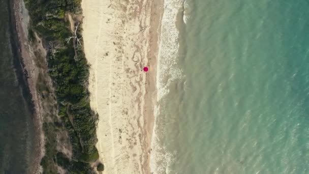 Luftaufnahme Kap Rodon Albanien Drohnen Videokamera Parallel Den Felsen Und — Stockvideo